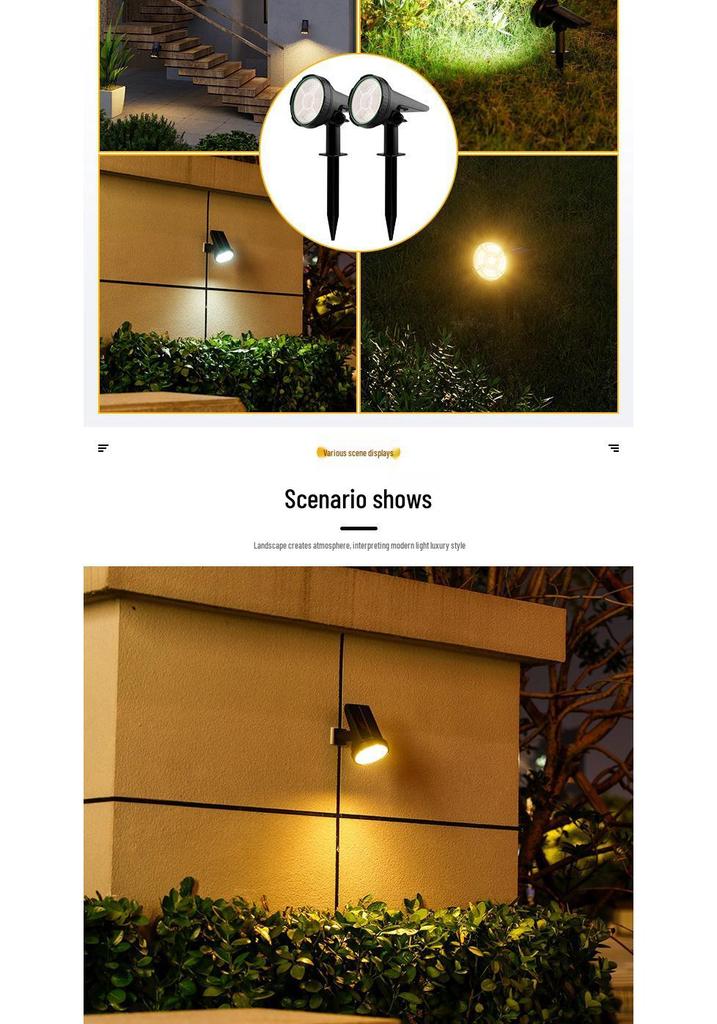 Solar Rainproof Lawn & Garden Spotlight: Outdoor Courtyard Decoration and Landscape Lighting.