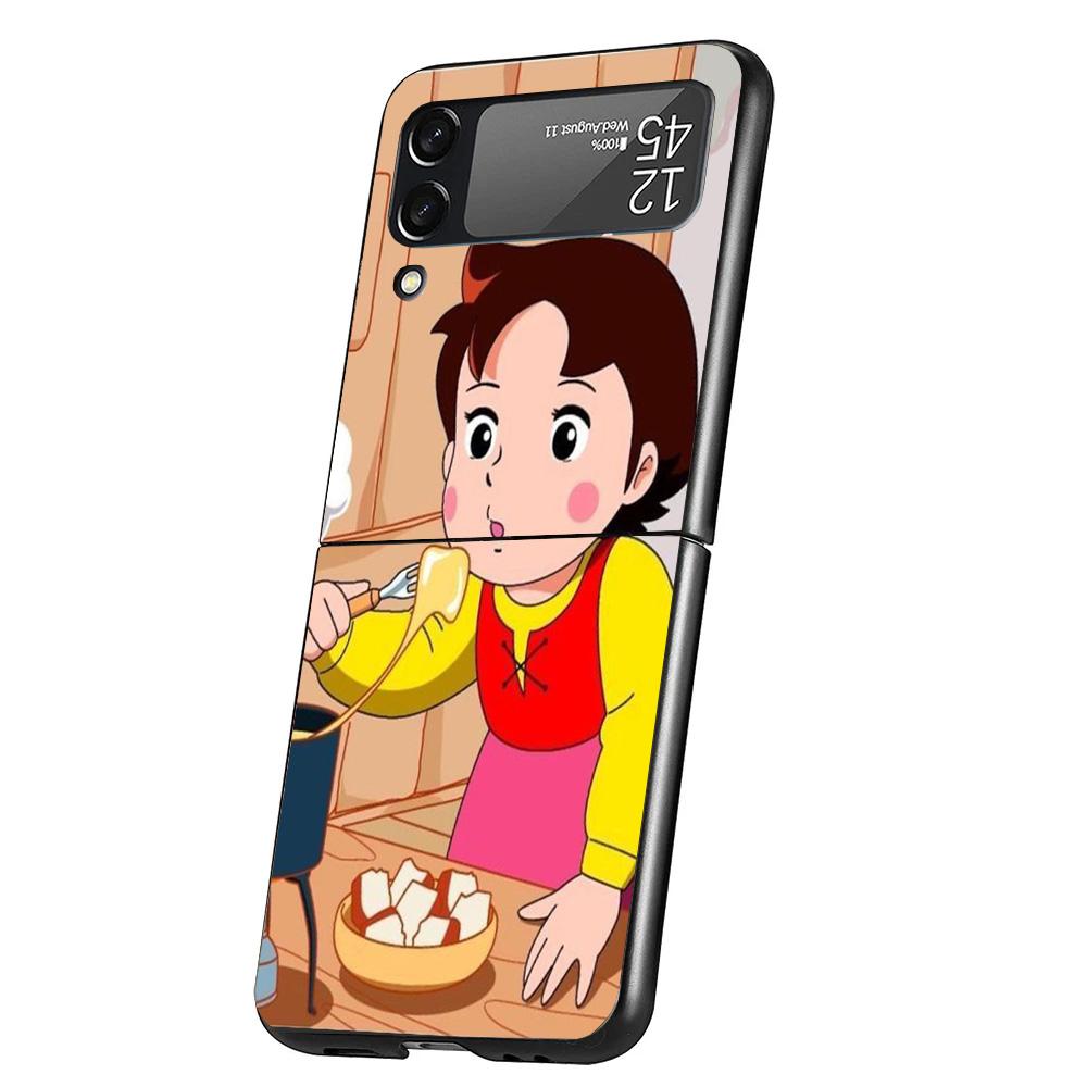 Heidi Cute Cartoon Cover Phone Case For Samsung Galaxy Z Flip 7 6 5 4 3 5G Flip7 Flip6 Flip5 Flip4 Flip3 Black Fundas Shell