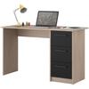 Straight Desk 3 Drawers - Oak/black Decor - W 121.4 X D 55 X H 74.5 Cm - ESSENTIEL