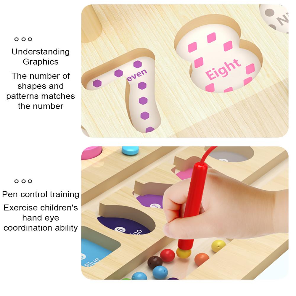Wooden Montessori  Magnetic Shape Sorting Counting Color and Number Maze  Kindergarten Learning Stacking Fine Motor Travel Toy