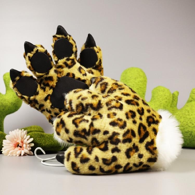 Leopard Costume Accessories Set Leopard Ear Headband,Tail Halloween Cosplay Prop