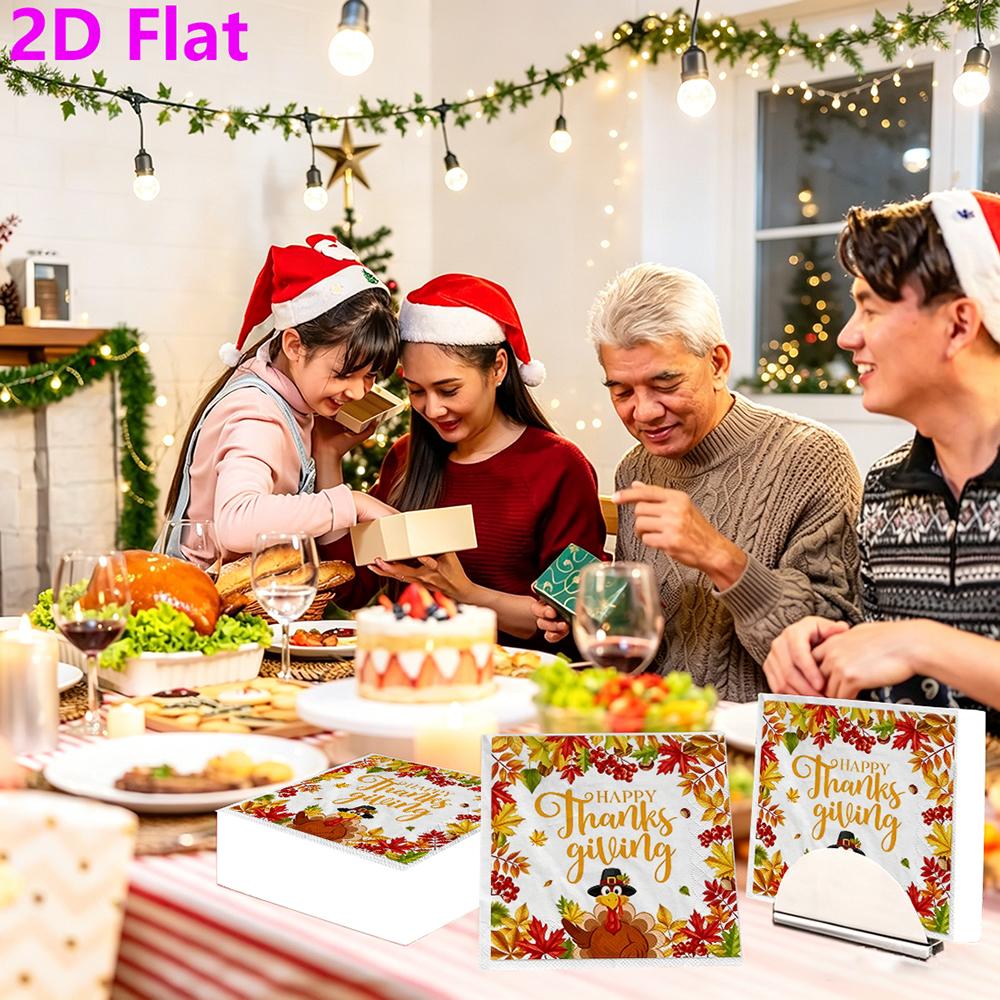 20pcs Disposable Napkins with Pumpkin, Turkey Pattern Print for Wedding,Parties,and Daily Use for Thanksgiving Fall Christmas Table Decoration