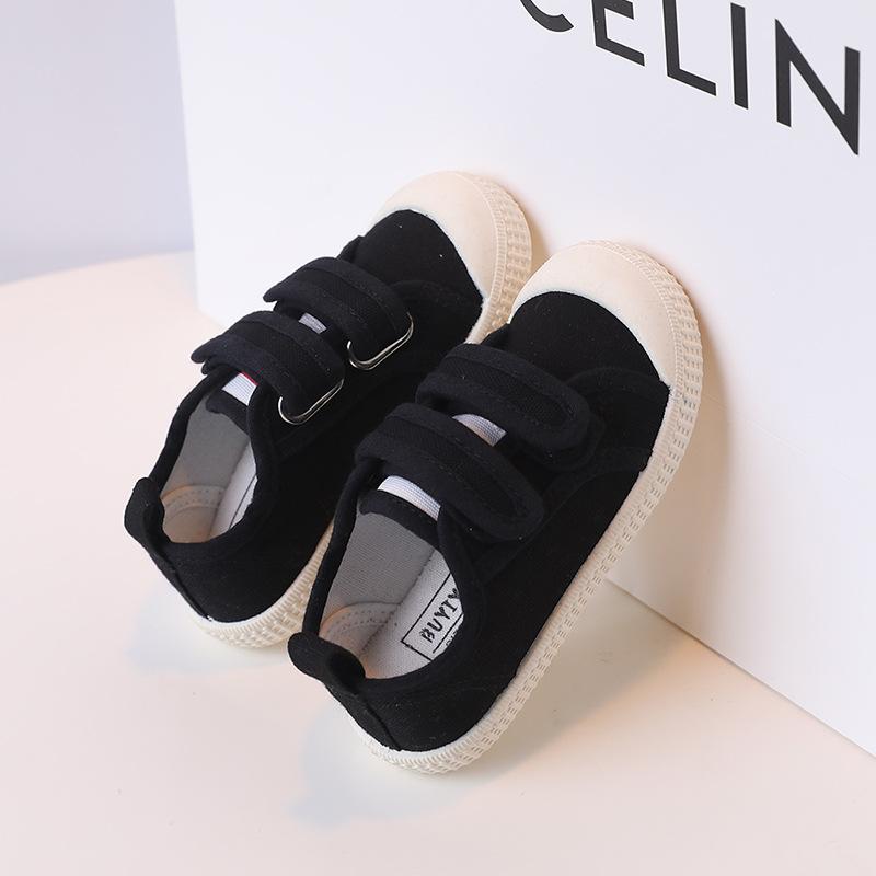 Child Canvas Shoefour Season New Korean Version Child Soft Single Shoe Casual Girl Slip Travel Shoe Boys School Walking Shoe