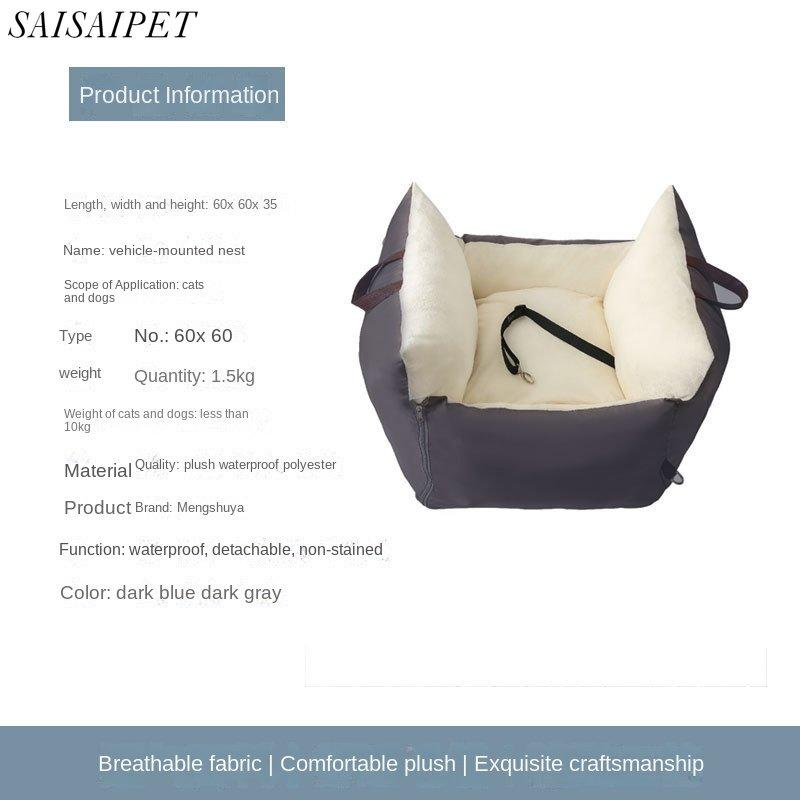Cuib auto cu două fețe pentru pisici și câini Cuib universal pentru mașină pentru scaun auto moale, impermeabil.