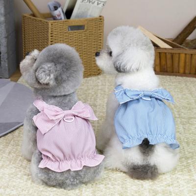 Pet Striped Dress Spring Summer Sleeveless Large Bow Small Dogs Cats Dress Breathable Pet Costume Outfit Apparel