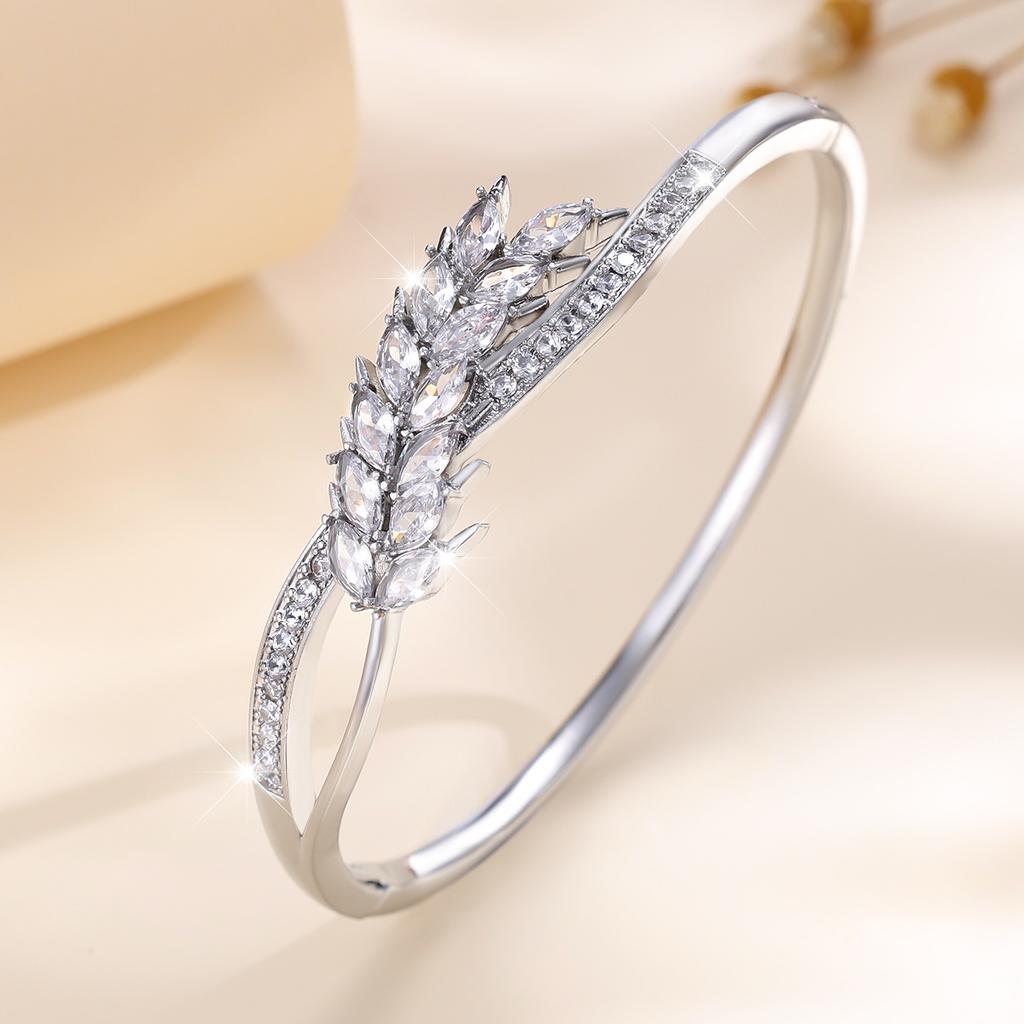 Fashionable Micropaved Zirconia Women's High-end, Versatile and Elegant Wheat Ear Jewelry Bracelet