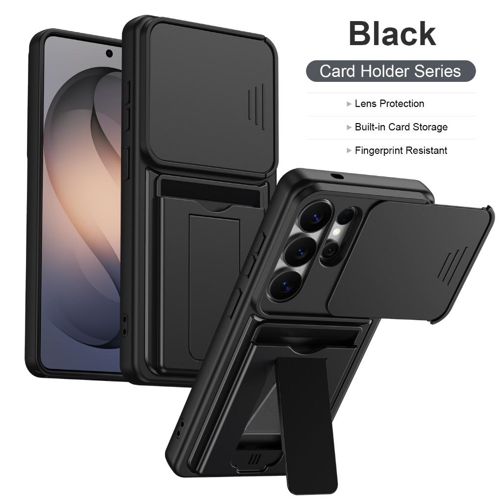 Slide Camera Lens Protector Phone Case Built-in Card Slot Holder Invisible Bracket Kickstand For Samsung Galaxy S26 Ultra Plus+