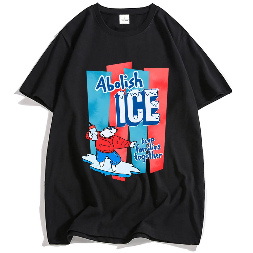 Abolish Ice America T-shirt Summer Short Sleeve Cotton Crew Neck Tshirts Unisex Tee Casual Loose Graphic Printing Tees