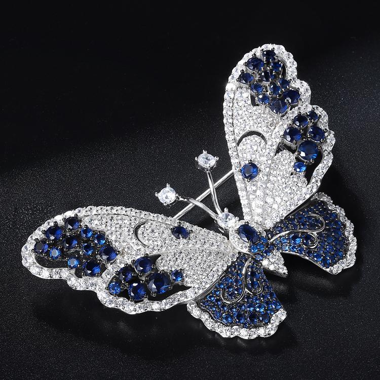 Luxury Fashion Fine Jewelry Silver Custom Animal Zircon Pearls Butterfly Pins Brooches for Women