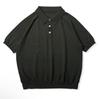 Men's Italian Khaki Knitted Polo Shirt - American Retro Short-Sleeved Cotton Tee for Summer