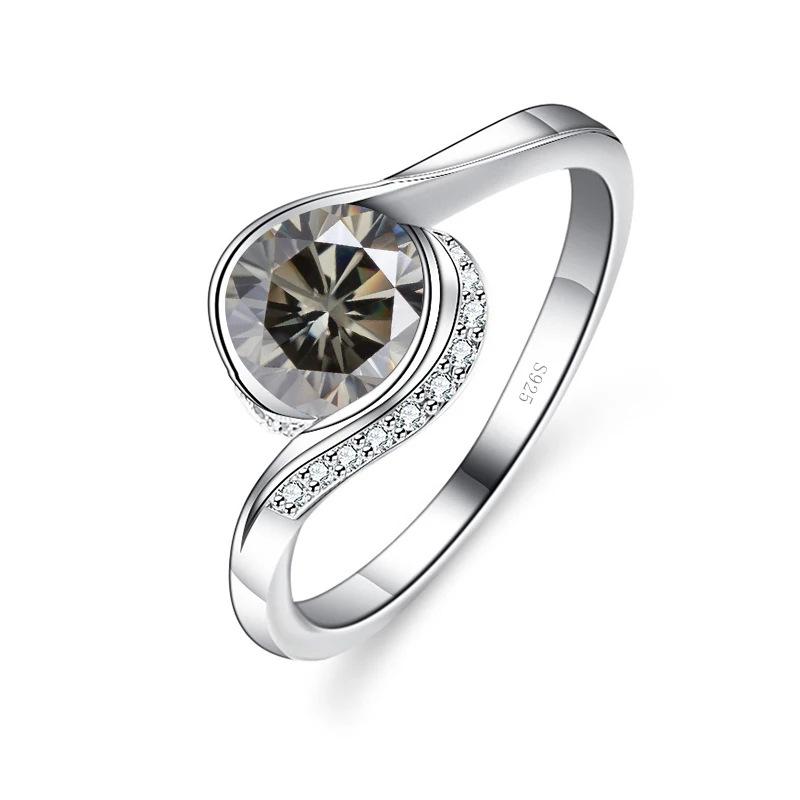 

6.5mm S925 Sterling Silver Colorful Moissanite Ring D VVS1 Exquisite Jewelry US Size 7