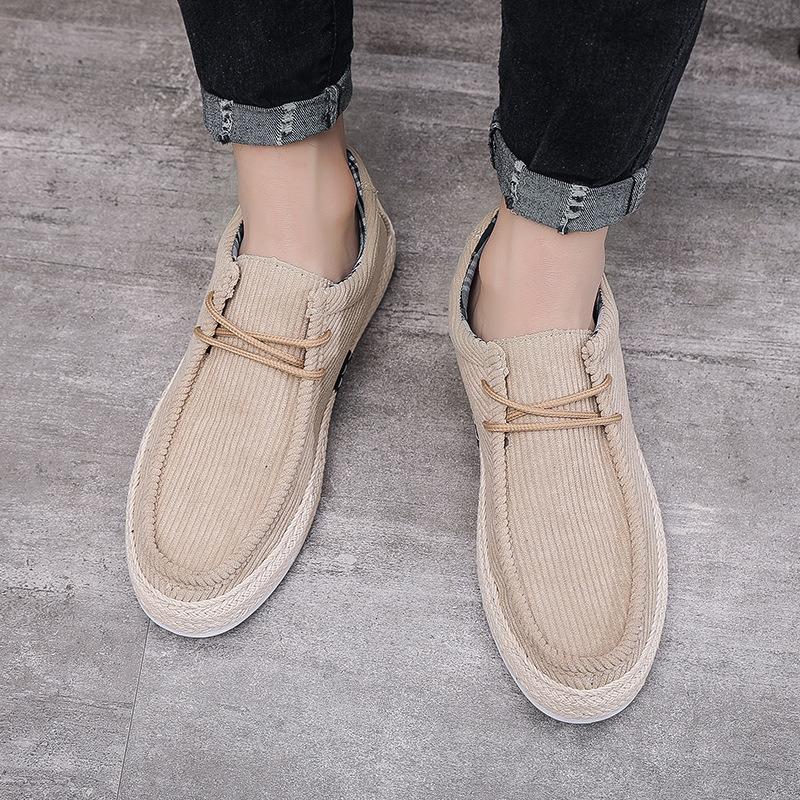 Men's one-pedal lazy shoes corduroy men's shoes casual shoes four seasons round head sailing shoes men's shoes