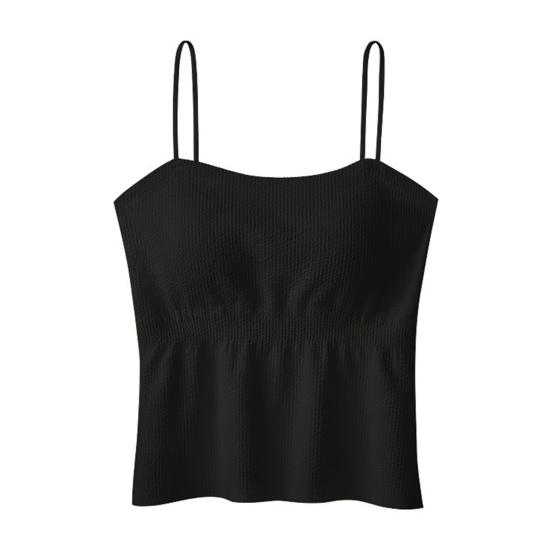 Women s Double Lined Tank Top Spaghetti Strap Sleeveless Camisole Shirts XL чёрный