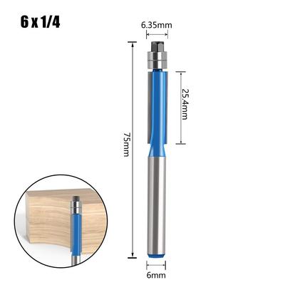 High-quality 6MM Shank Milling Cutter Double Bearing Carbide Flush Trim Bit Carving Cutter Woodworking Tool