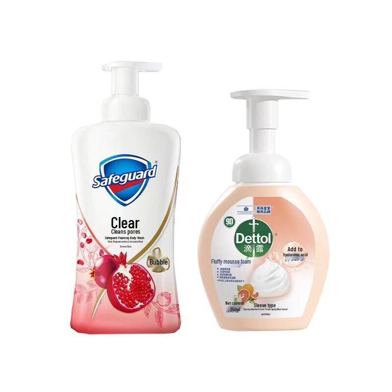 Набор Safeguard Гель для душа Красный гранат и Dettol Мыло для рук