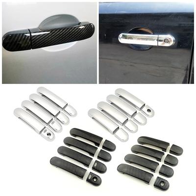 Garniture de poignée de porte chromée en Fiber de carbone, pour Nissan March Micra K12 Grand Livina L10 Note Versa Tiida C11 Latio Cube