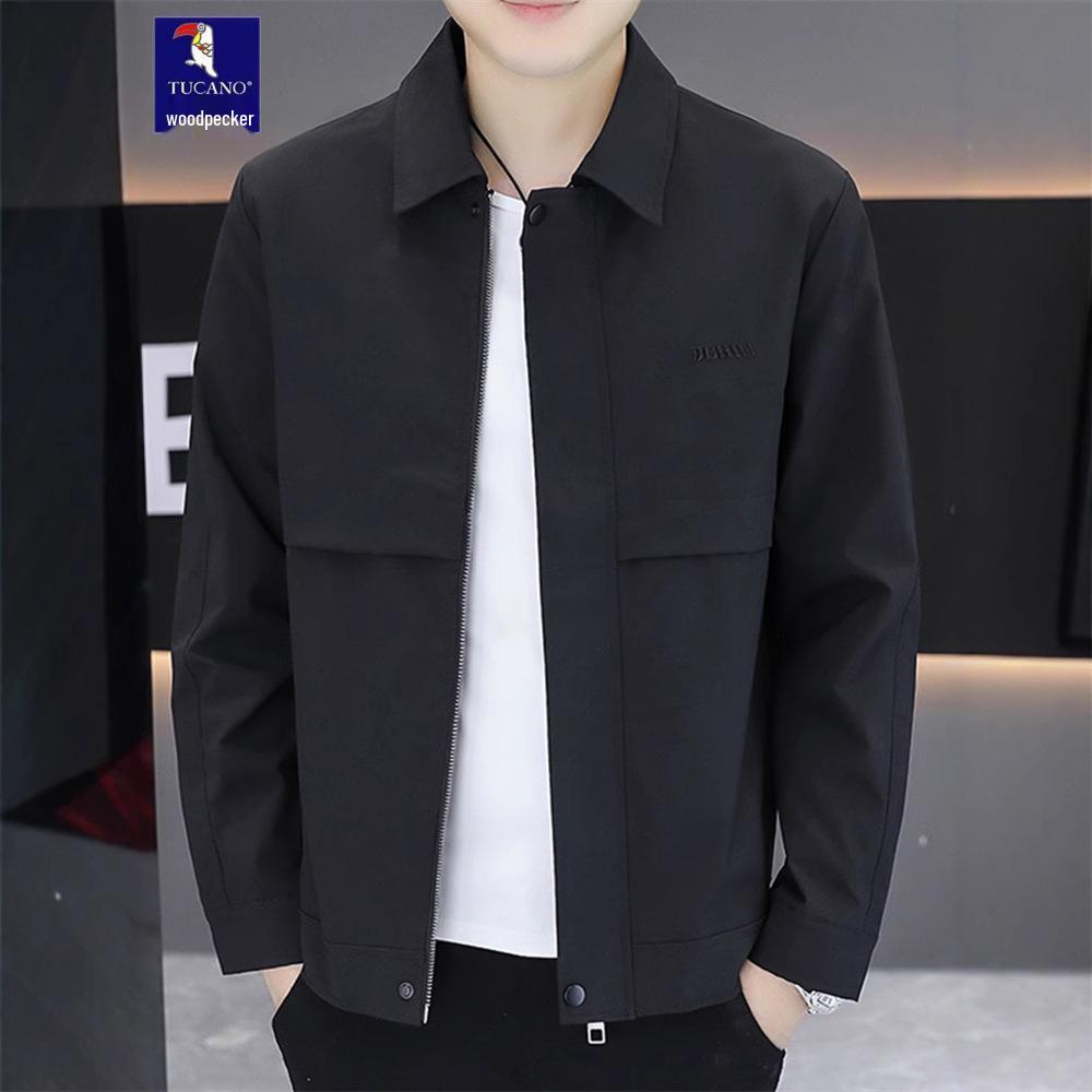 

2024 Men s Casual Turn-Down Collar Workwear Jacket - Versatile Spring/Autumn Youth Fashion L кавовий