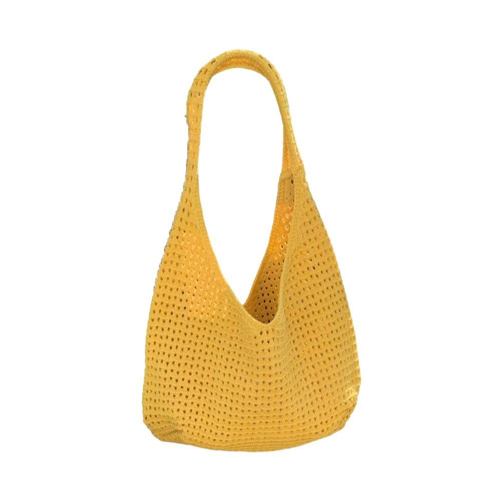 Large Capacity Crochet Mesh Tote Bag Bohemian Style Woven Handbag Knitted Shoulder Bag  Ladies