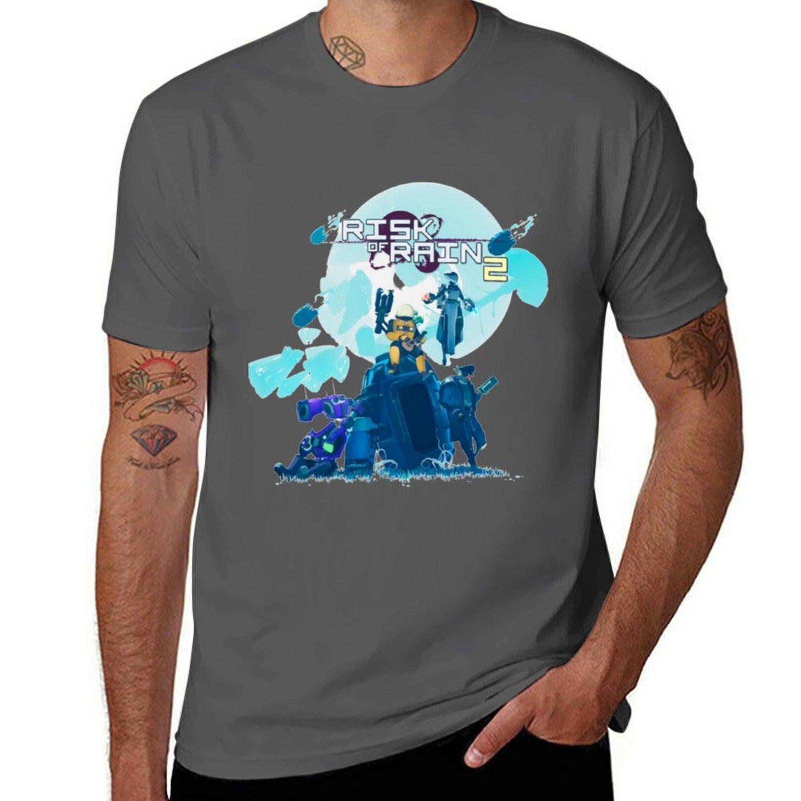 

risk of rain 2 T-Shirt man t shirt heavy cotton man t shirts graphic T-Shirt 4XL
