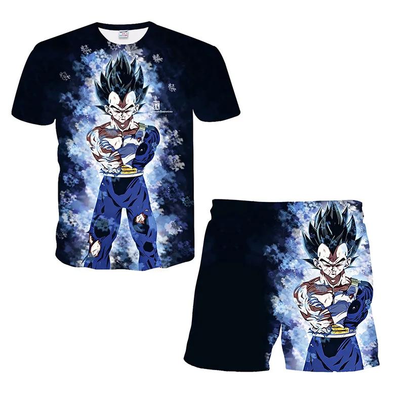 2025 Summer New Fashion Dragon Ball Tshirt Shorts 2 Piece Sets Kids Tracksuit Vegeta Clothes 3D Printed Dragon Ball T Shirts  Suit
