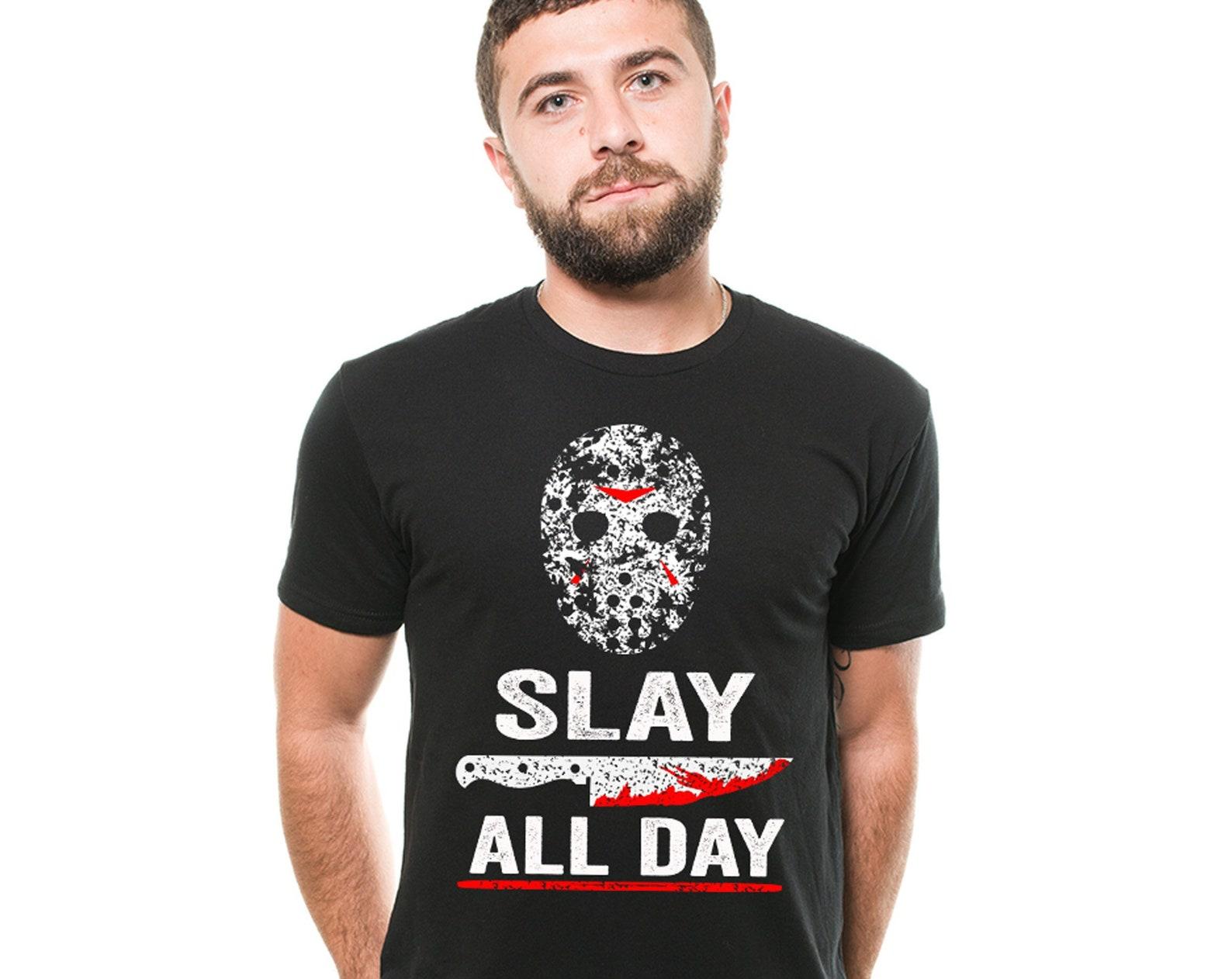 Slay All Day Halloween T-Shirt: Horror Movie Costume Tee M