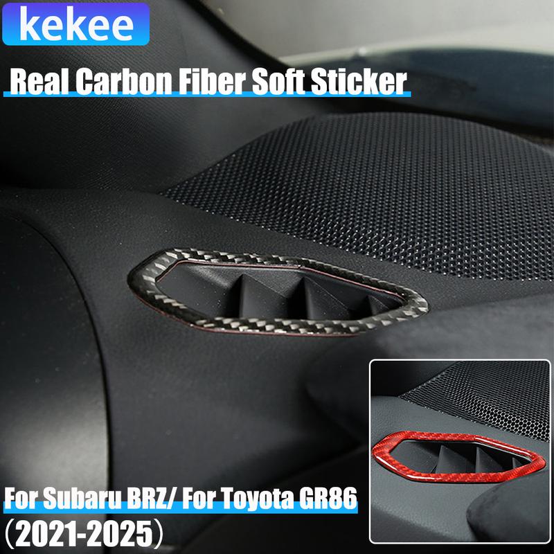 Real Carbon Fiber Car Accessories Dashboard Air Vent Cover Soft Sticker For Subaru BRZ/ For Toyota GR86    2024 2025