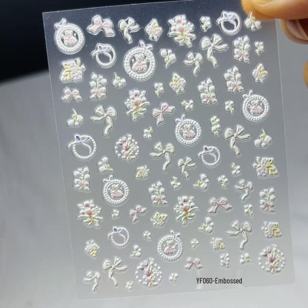 Rose & Butterfly 5D Embossed Nail Art Stickers - Chinese National Style for Valentine's Day