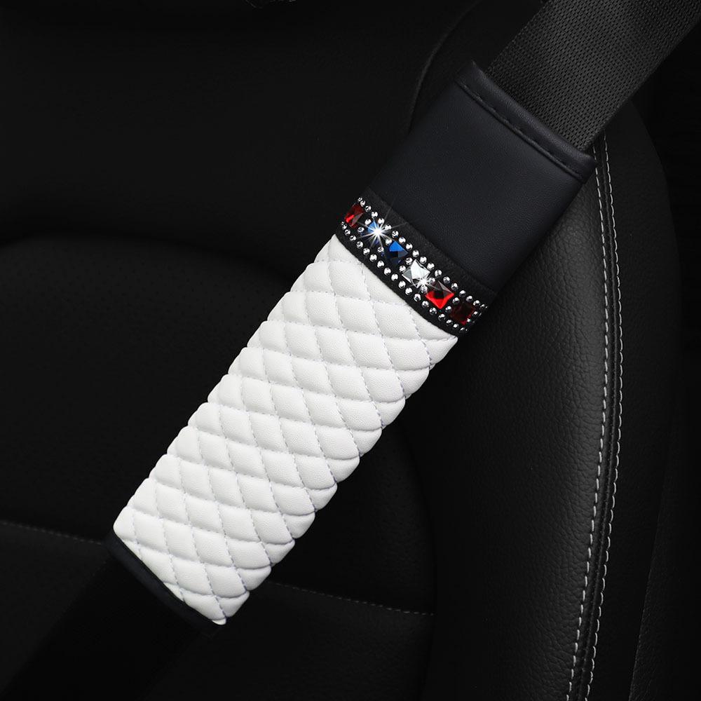 Rhinestone Leather Breathable Car Seat Belt Shoulder Pad Protective