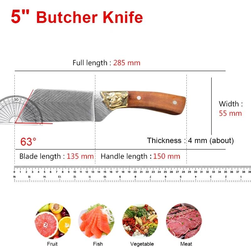 Knife Slicing Fish Meat Butcher Boning Knife Damascus Steel Wood Handle Utility Knife Chef Barbecue Cleaver Meat Kitchen Knives