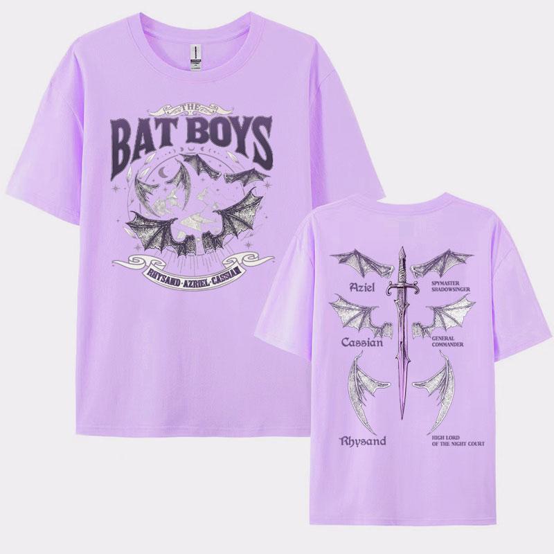 The Bat Boys Double Sided Graphic T Shirt Rhysand Cassian Azriel Apparel Tshirts Men Women Fashion Vintage Oversized Y2k T-shirt