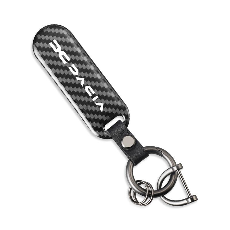 Carbon Fiber Texture Car Key Chain Ring Auto Keychain For Dacia Duster Logan Sandero Stepway Dokker Lodgy MCV 2019 Spring Bigs