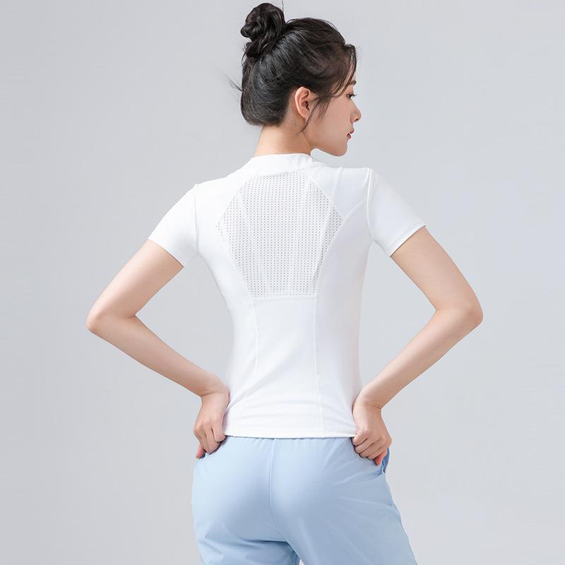 Women's 2025 Slimming Short Sleeve Yoga Top - High-End, Breathable, Flattering Fitness Wear for Summer Running