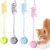 4PCS Cat Spring Toys, Hanging Fluffy Cat Ball Toys with Bell Stretchable Interactive Cats Teaser Soft Plush Interactive Cat Toy for Indoor Cats