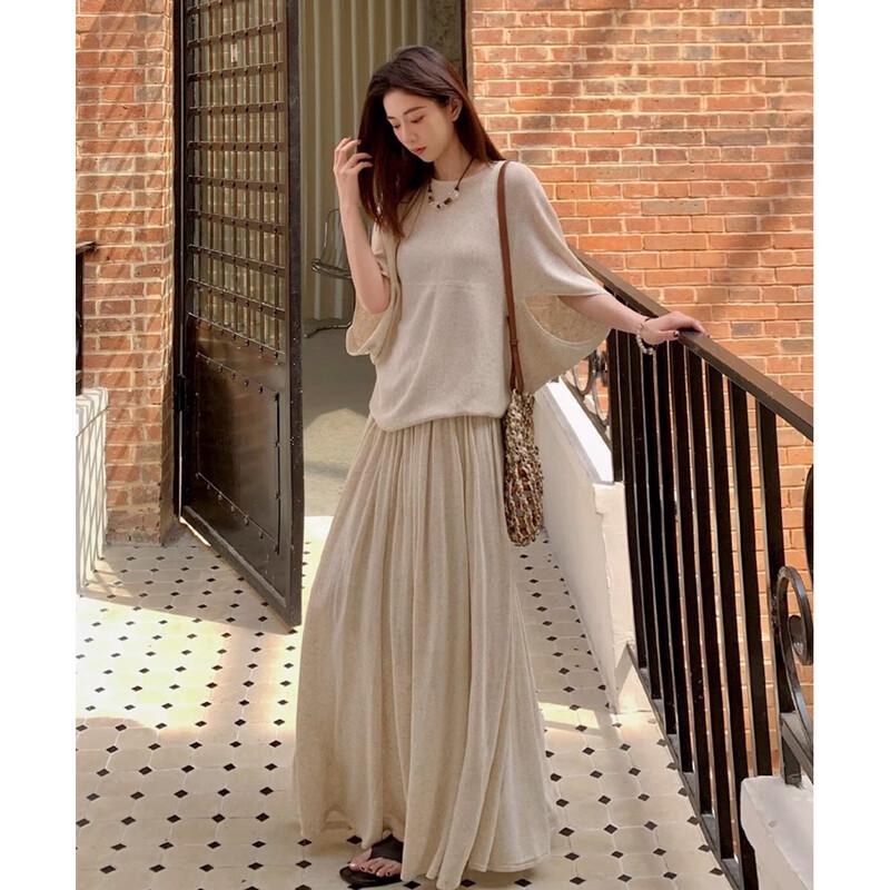 JK&JS French Style Round Neck Thin Knit Top