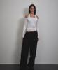 Bunteu Eyelet Halter Long Sleeve (Ivory)