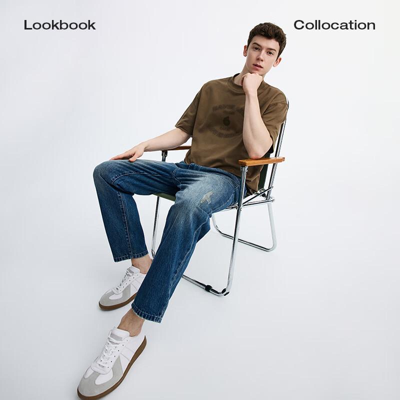 NVG·YOUNG Men's Blue Cotton Tapered Jeans