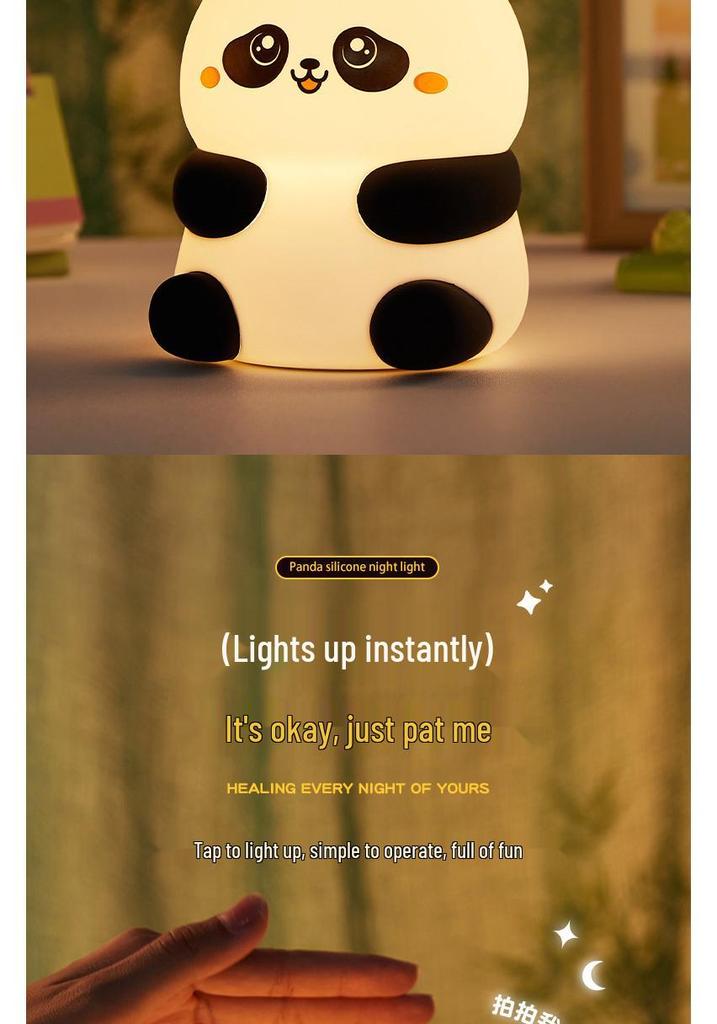 Customizable Seven-Color Rechargeable Silicone Panda Night Light