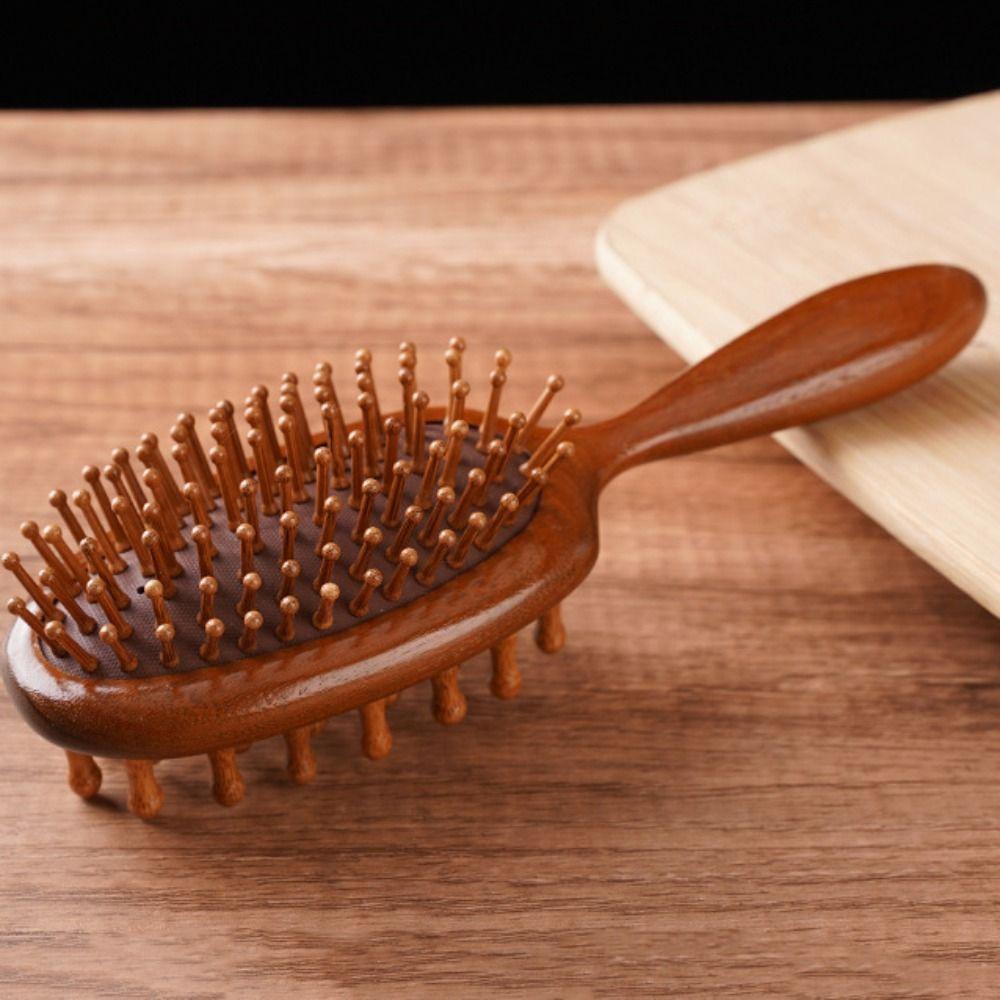 Anti Static Air Cushion Comb Double Sided Comb Brush Portable Massage Wood Comb  Curly Hair