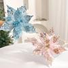 Christmas Gifts Artificial Poinsettia Glitter Flower Xmas Tree Decoration 28cm 3D Simulation Magnolia Flannel Pink Blue