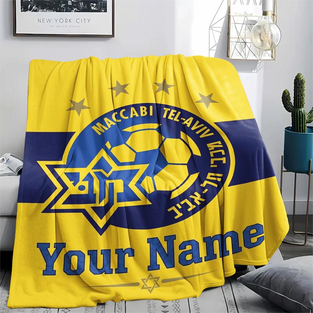 1 Stück Maccabi Fanartikel Benutzerdefinierter Name Gemustert Flanelldecke Geeignet Für Alle Jahreszeiten Für Heimdekoration Wärme Und Komfort Geschenke Feiertagsgeschenk