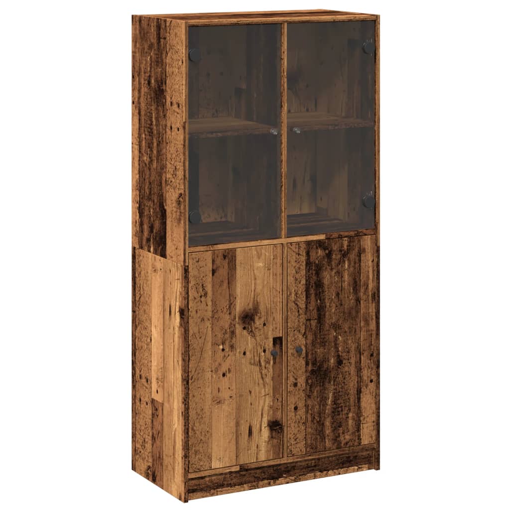Highboard with Doors Rustic Wood Look 68 x 37 x 142 cm Engineered Wood