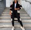 Maglione cardigan lavorato a maglia a righe lunghe da donna autunno e inverno