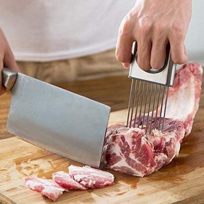 Stainless Steel Onion Cut Holder Slicer With 10 Even Prong Easy Hold Vegetable To Cut Tomato Lemon Potatoes And Loosen Meat