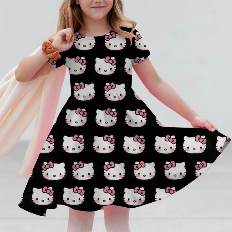 Sanrio Summer Fashion Polyester Lightweight Cartoon Cute Series 3D Hello Kitty Printed Girl's