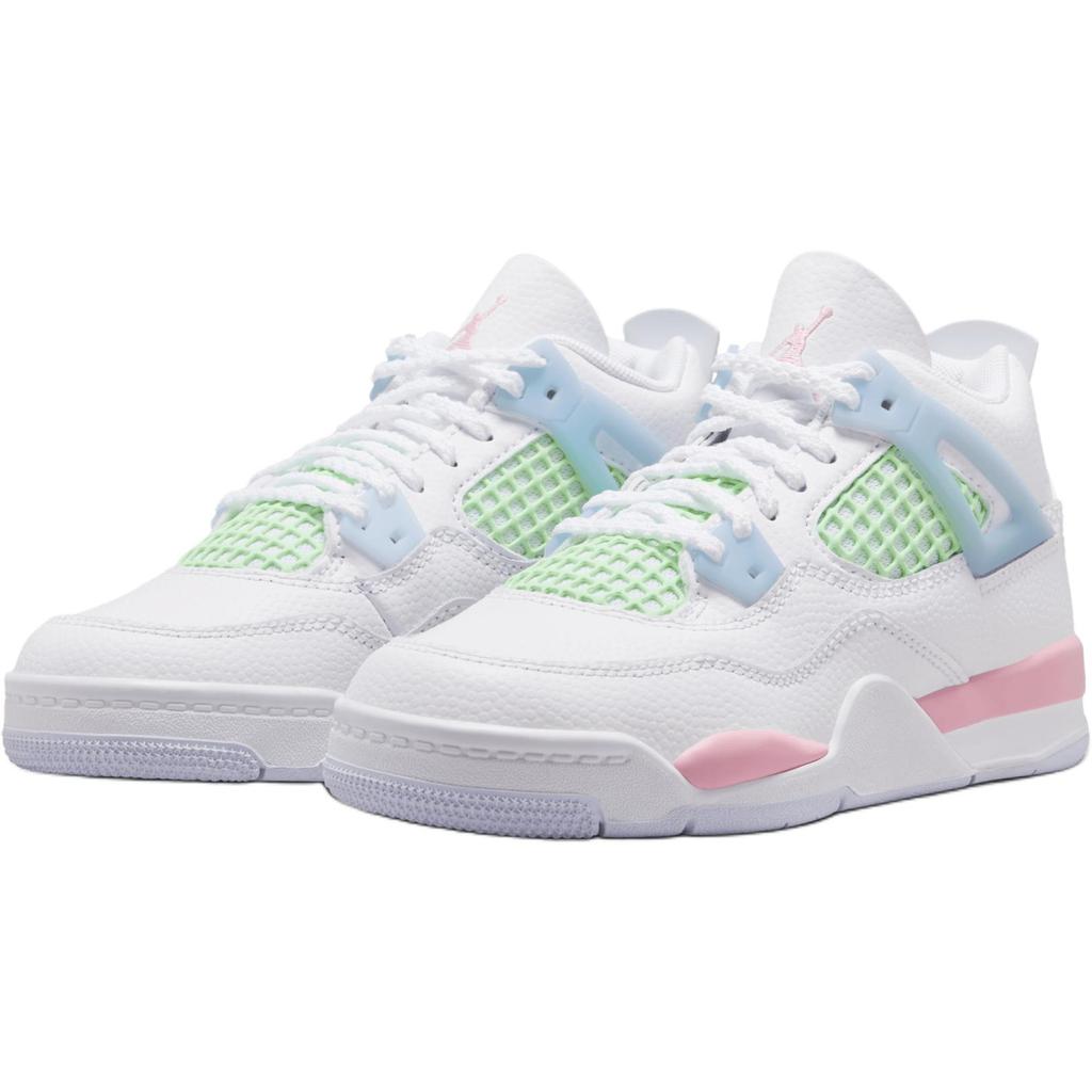 Air Jordan 4 Retro PS Giorno di San Valentino Scarpe da Ginnastica per Bambini Bianco Rosa Medio-Morbido Mezzo Blu IB7069-100