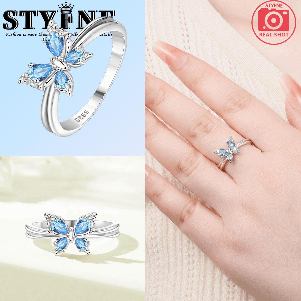 

Copper Metal Authentic Original Blue butterfly flying Ring Women s Anniversary Perfect Gift Engagement Rings Designed For Women Mens High Quality 6