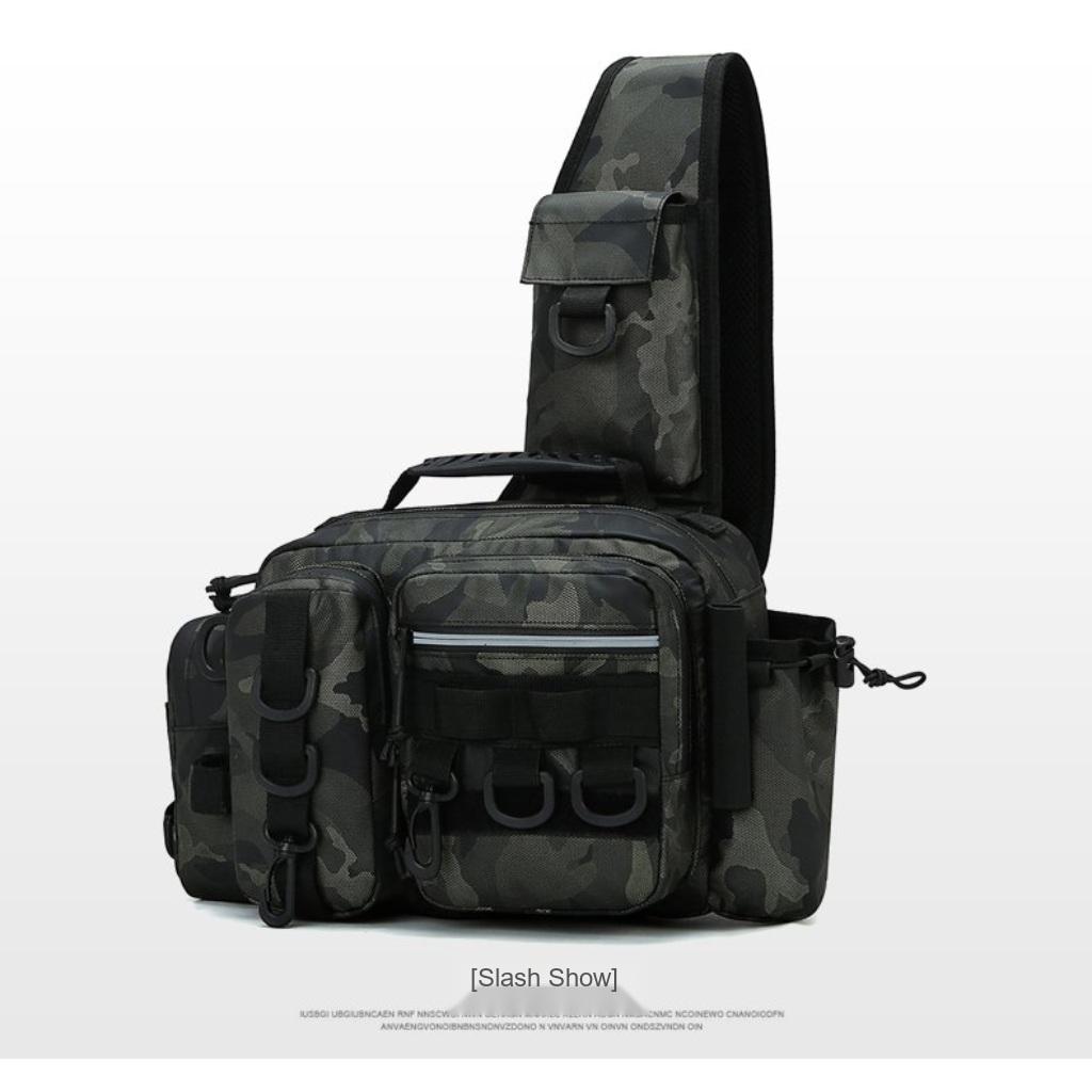 Crossbody Bag Unisex Nylon Multi Pocket Lightweight for Outdoor Fishing