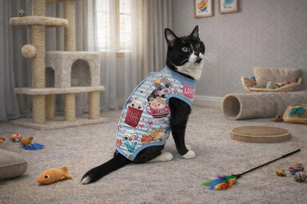 Postoperative Clothing for Cat and Dog Size Comfortable Apron Blue Cats