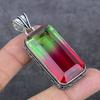 Bi-Color Tourmaline Gemstone 925 Sterling Silver Jewelry Pendant 2.36" S0k03