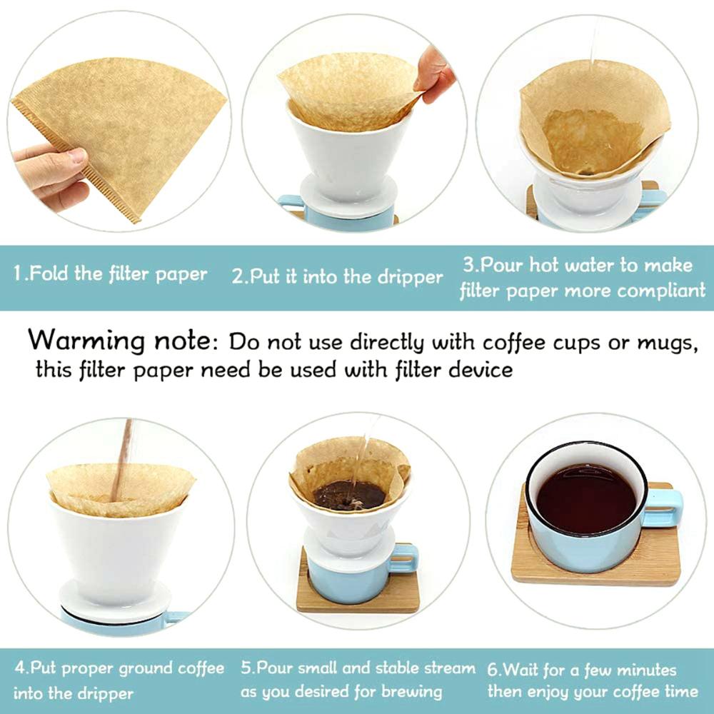 100PCS For Dripper Coffee Size 02 Tea Infuser Drip Tools Coffee Filter Paper Strainer Cone